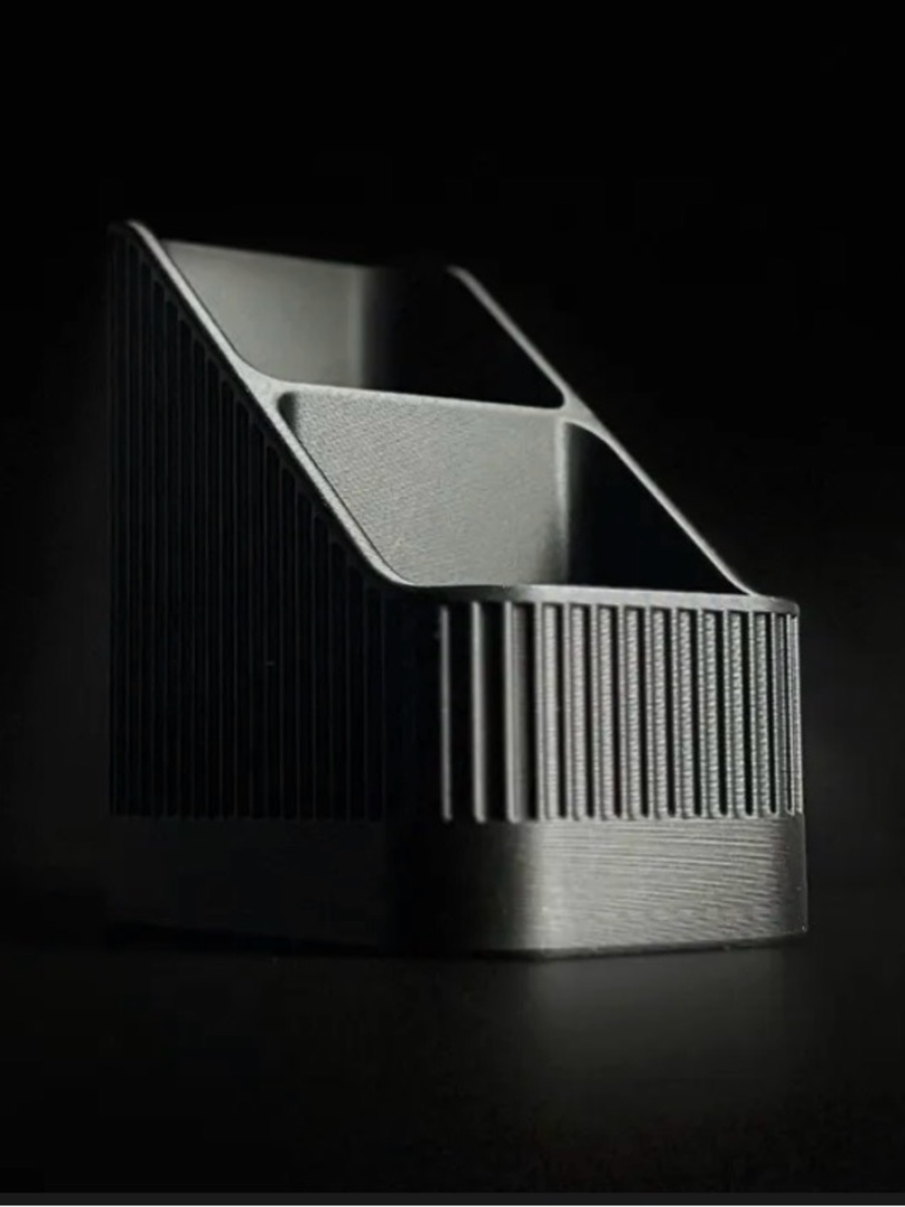 Black Multi-Compartment Desk Organizer - Sleek Desktop Storage 3d Print